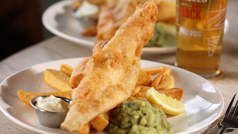 Fish and Chips and a pint of Wadworth 6X